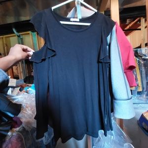 Frilly top w/ cut out shoulder top